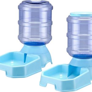Pet Feeder and Water Food Dispenser Automatic for Dogs Cats, 100% BPA-Free, Gravity Refill, Easily Clean, Self Feeding for Small Large Pets Puppy Kitten Rabbit Bunny (E-Blue)