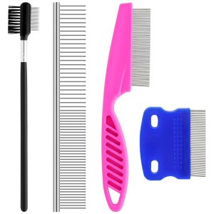 Small Dog Tear Stain Cleaning Comb Set - Two-in-One Round Tooth Comb, Removes Tangles and Dirt