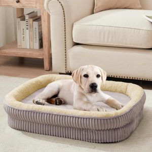 Orthopedic Dog Bed for Medium Dogs Breeds, High Density Egg Crate Foam Dog Sofa Beds,Oval Kennel Bed, Pet Couch Bed with Four Sided Bolster, Removable Washable Cover& Non-Slip Bottom